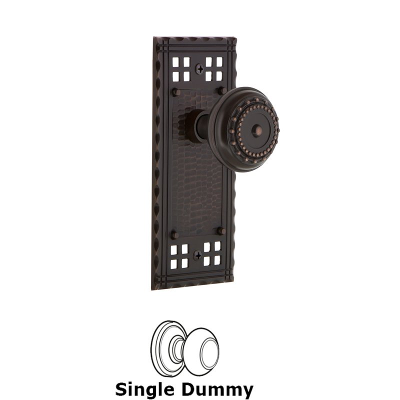 Nostalgic Warehouse Single Dummy - Craftsman Plate with Meadows Door Knob in Timeless Bronze