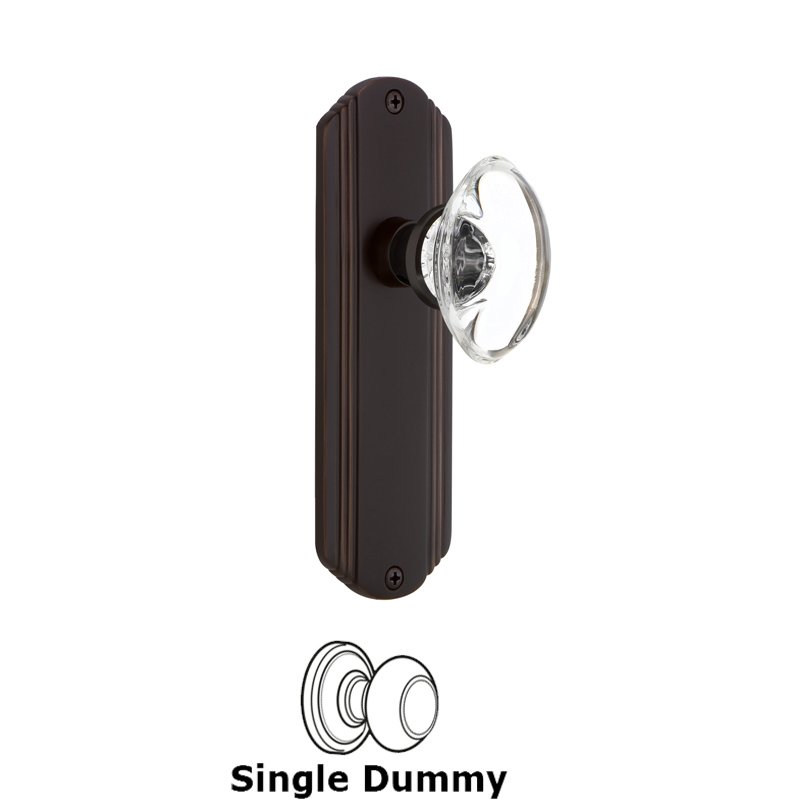Nostalgic Warehouse Single Dummy - Deco Plate with Oval Clear Crystal Glass Door Knob in Timeless Bronze