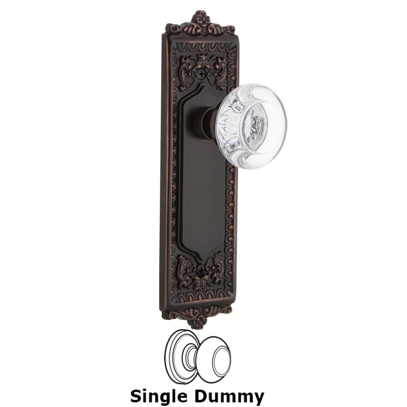Nostalgic Warehouse Single Dummy - Egg & Dart Plate with Round Clear Crystal Glass Door Knob in Timeless Bronze