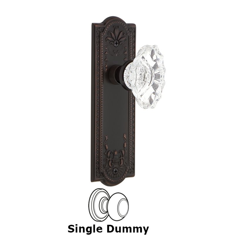 Nostalgic Warehouse Single Dummy - Meadows Plate with Chateau Door Knob in Timeless Bronze