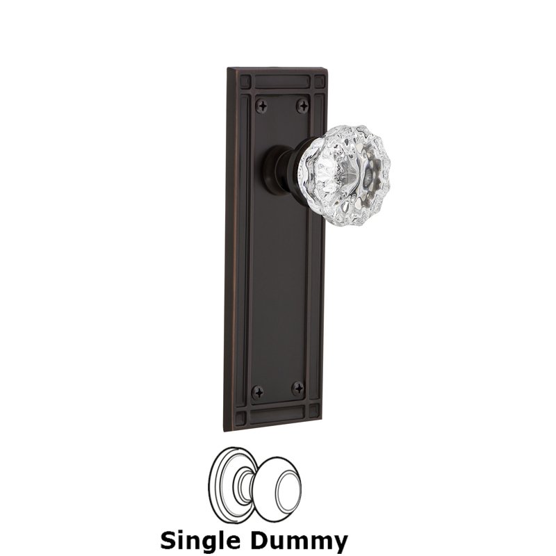 Nostalgic Warehouse Single Dummy - Mission Plate with Crystal Glass Door Knob in Timeless Bronze