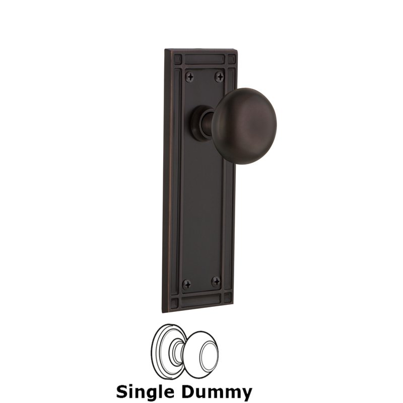 Nostalgic Warehouse Single Dummy - Mission Plate with New York Door Knobs in Timeless Bronze