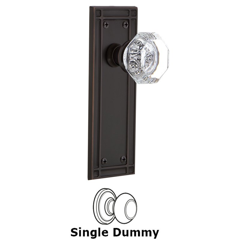 Nostalgic Warehouse Single Dummy - Mission Plate with Waldorf Door Knob in Timeless Bronze