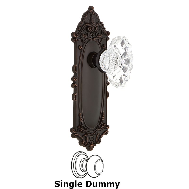 Nostalgic Warehouse Single Dummy - Victorian Plate with Chateau Door Knob in Timeless Bronze