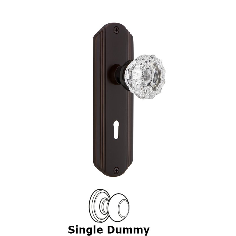 Nostalgic Warehouse Single Dummy with Keyhole - Deco Plate with Crystal Glass Door Knob in Timeless Bronze