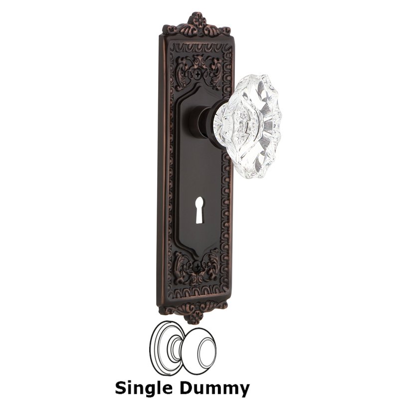Nostalgic Warehouse Single Dummy with Keyhole - Egg & Dart Plate with Chateau Door Knob in Timeless Bronze