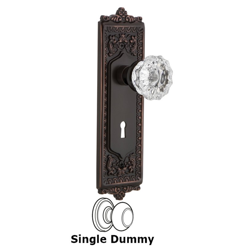Nostalgic Warehouse Single Dummy with Keyhole - Egg & Dart Plate with Crystal Glass Door Knob in Timeless Bronze