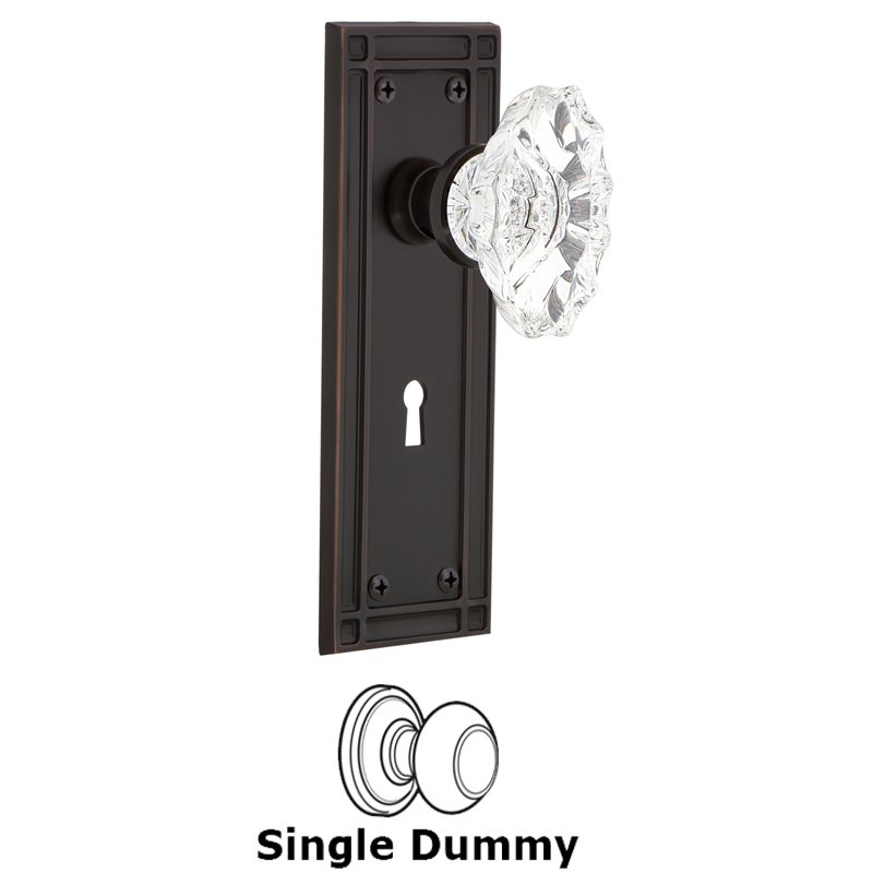 Nostalgic Warehouse Single Dummy with Keyhole - Mission Plate with Chateau Door Knob in Timeless Bronze