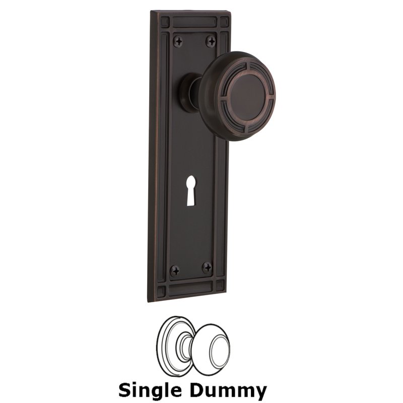 Nostalgic Warehouse Single Dummy with Keyhole - Mission Plate with Mission Door Knob in Timeless Bronze