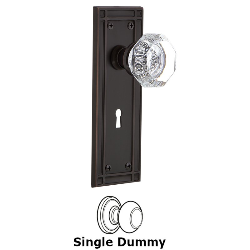 Nostalgic Warehouse Single Dummy with Keyhole - Mission Plate with Waldorf Door Knob in Timeless Bronze