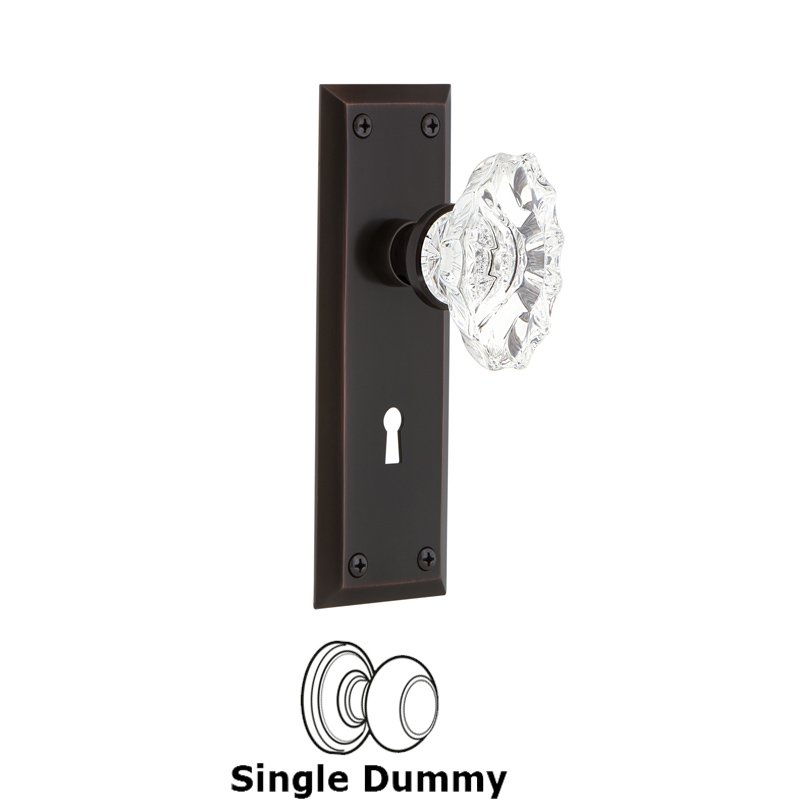 Nostalgic Warehouse Single Dummy with Keyhole - New York Plate with Chateau Door Knob in Timeless Bronze
