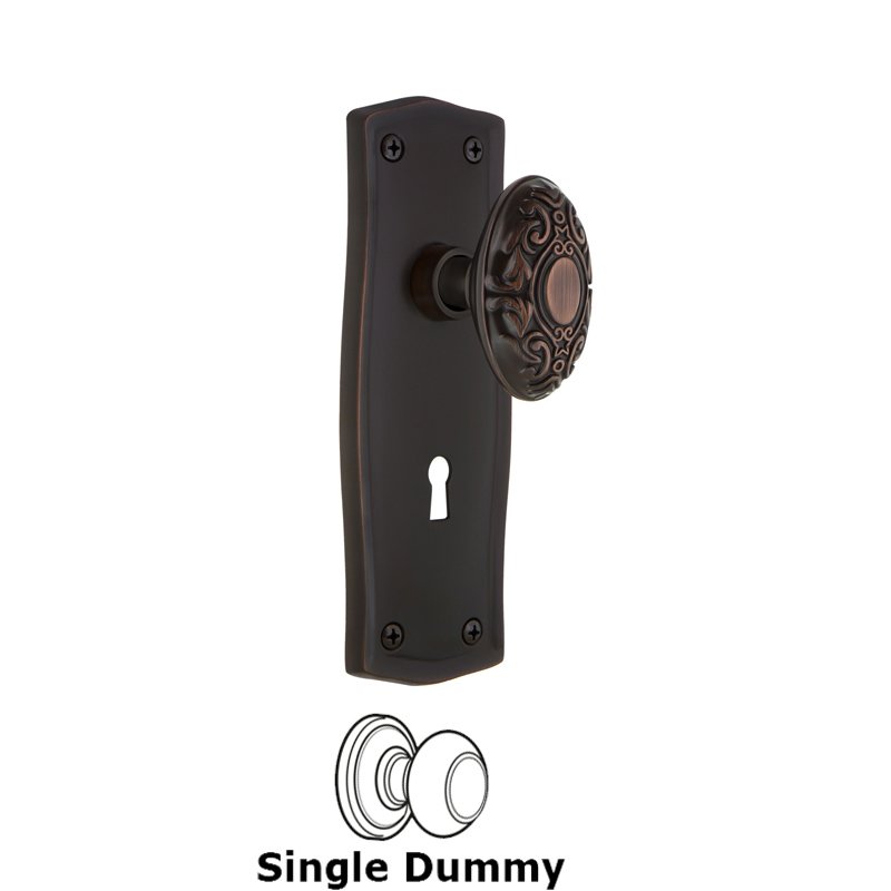 Nostalgic Warehouse Single Dummy with Keyhole - Prairie Plate with Victorian Door Knob in Timeless Bronze