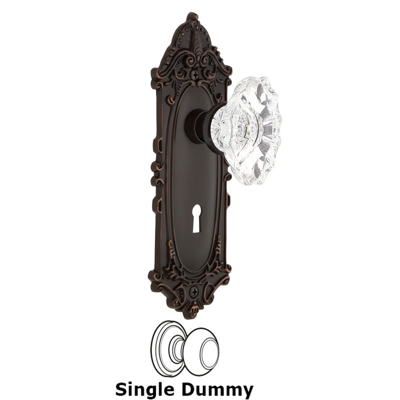 Nostalgic Warehouse Single Dummy with Keyhole - Victorian Plate with Chateau Door Knob in Timeless Bronze