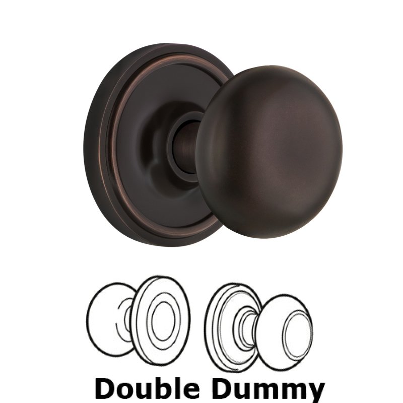Nostalgic Warehouse Double Dummy Classic Rosette with New York Door Knobs in Timeless Bronze