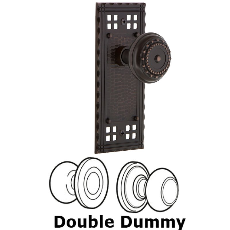 Nostalgic Warehouse Double Dummy Set - Craftsman Plate with Meadows Door Knob in Timeless Bronze