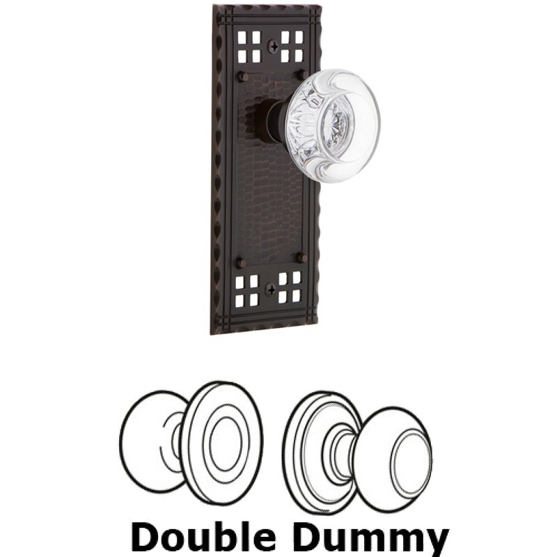 Nostalgic Warehouse Double Dummy Set - Craftsman Plate with Round Clear Crystal Glass Door Knob in Timeless Bronze