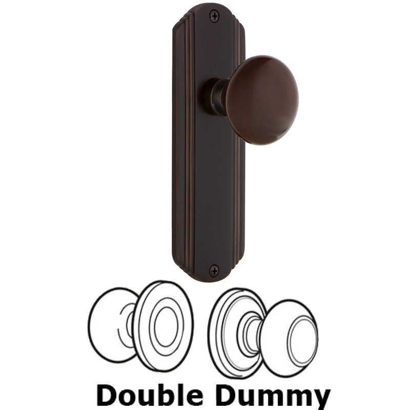 Nostalgic Warehouse Double Dummy Set - Deco Plate with Brown Porcelain Door Knob in Timeless Bronze