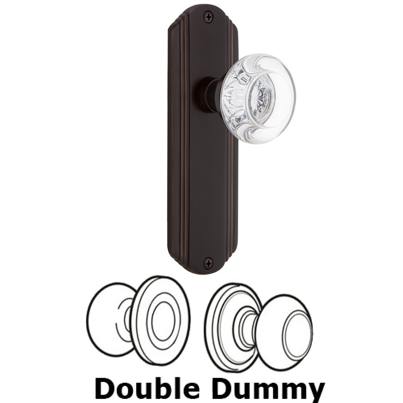 Nostalgic Warehouse Double Dummy Set - Deco Plate with Round Clear Crystal Glass Door Knob in Timeless Bronze