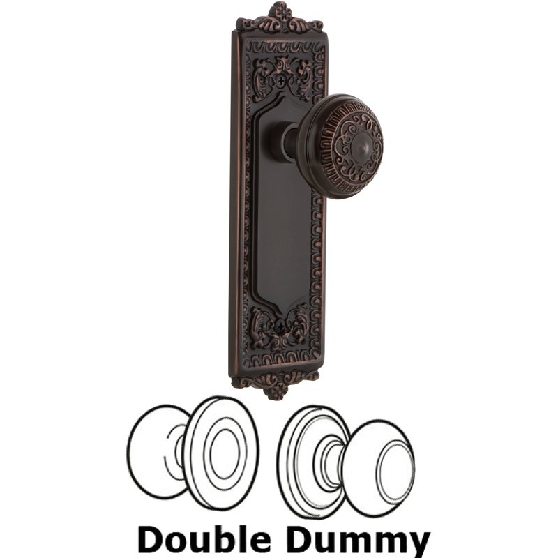 Nostalgic Warehouse Double Dummy Set - Egg & Dart Plate with Egg & Dart Door Knob in Timeless Bronze