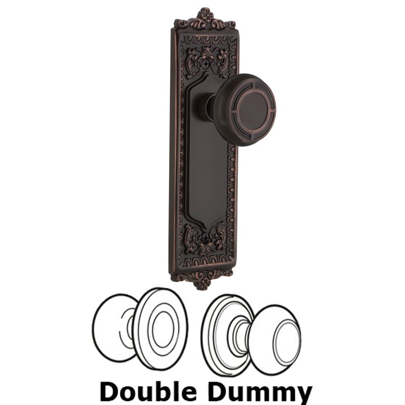 Nostalgic Warehouse Double Dummy Set - Egg & Dart Plate with Mission Door Knob in Timeless Bronze