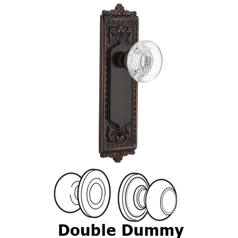 Nostalgic Warehouse Double Dummy Set - Egg & Dart Plate with Round Clear Crystal Glass Door Knob in Timeless Bronze