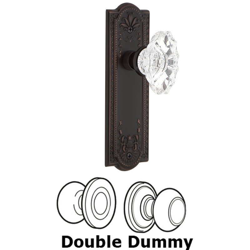 Nostalgic Warehouse Double Dummy Set - Meadows Plate with Chateau Door Knob in Timeless Bronze