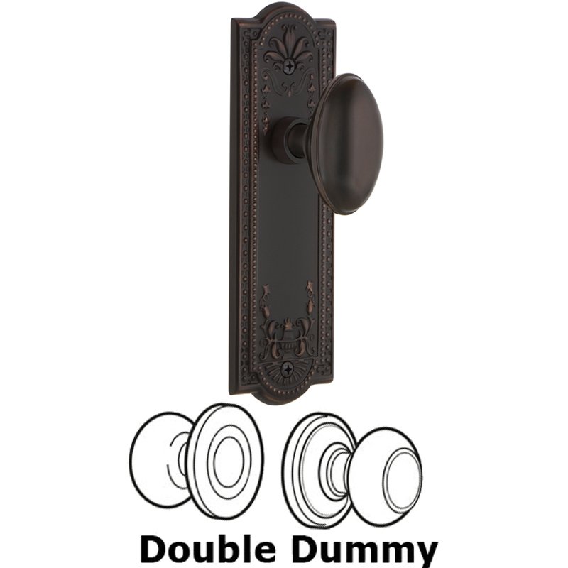 Nostalgic Warehouse Double Dummy Set - Meadows Plate with Homestead Door Knob in Timeless Bronze
