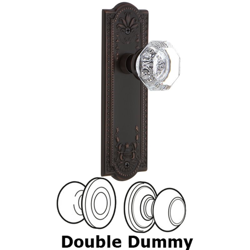 Nostalgic Warehouse Double Dummy Set - Meadows Plate with Waldorf Door Knob in Timeless Bronze