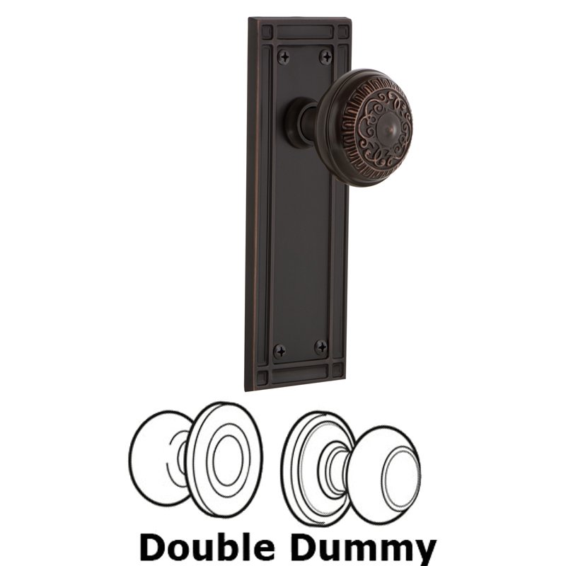 Nostalgic Warehouse Double Dummy Set - Mission Plate with Egg & Dart Door Knob in Timeless Bronze