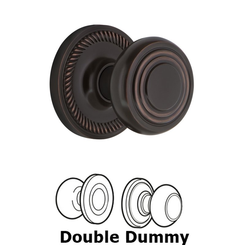 Nostalgic Warehouse Double Dummy Set - Rope Rosette with Deco Door Knob in Timeless Bronze