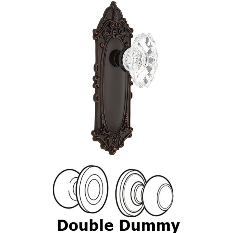 Nostalgic Warehouse Double Dummy Set - Victorian Plate with Chateau Door Knob in Timeless Bronze