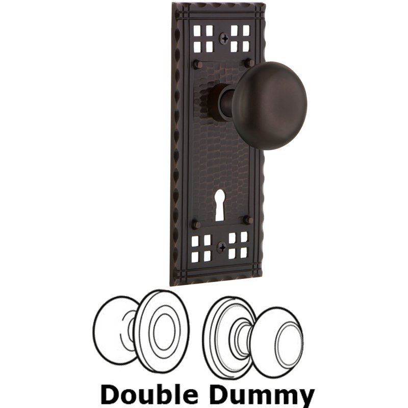 Nostalgic Warehouse Double Dummy Set with Keyhole - Craftsman Plate with New York Door Knobs in Timeless Bronze