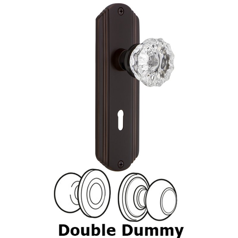 Nostalgic Warehouse Double Dummy Set with Keyhole - Deco Plate with Crystal Glass Door Knob in Timeless Bronze