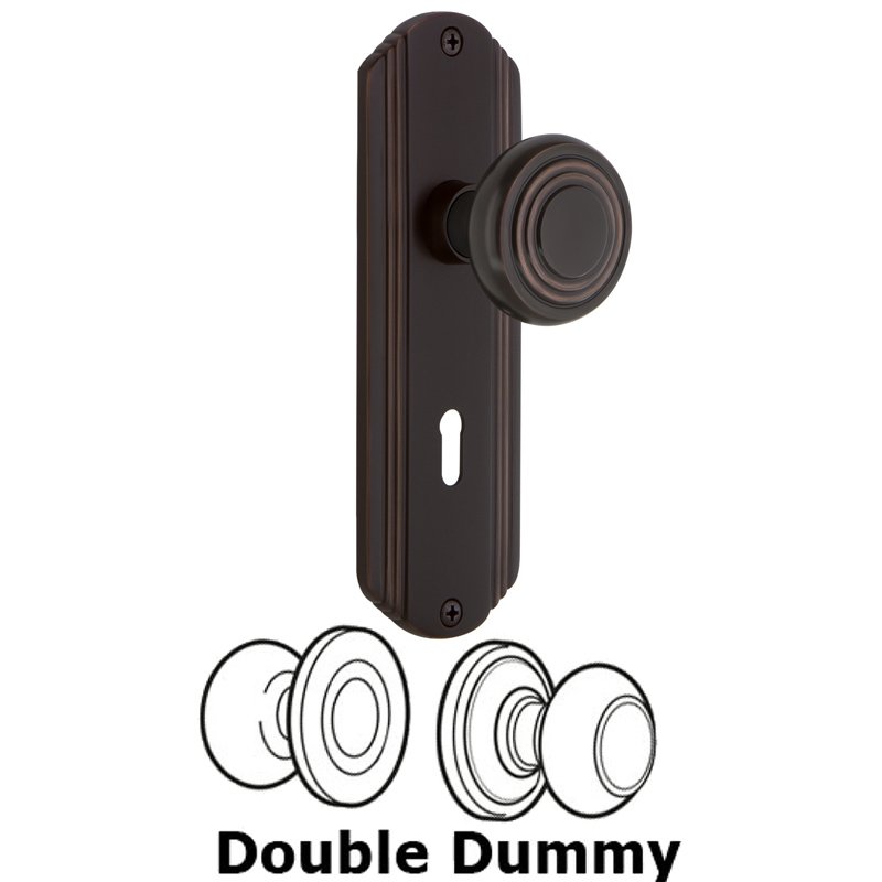 Nostalgic Warehouse Double Dummy Set with Keyhole - Deco Plate with Deco Door Knob in Timeless Bronze