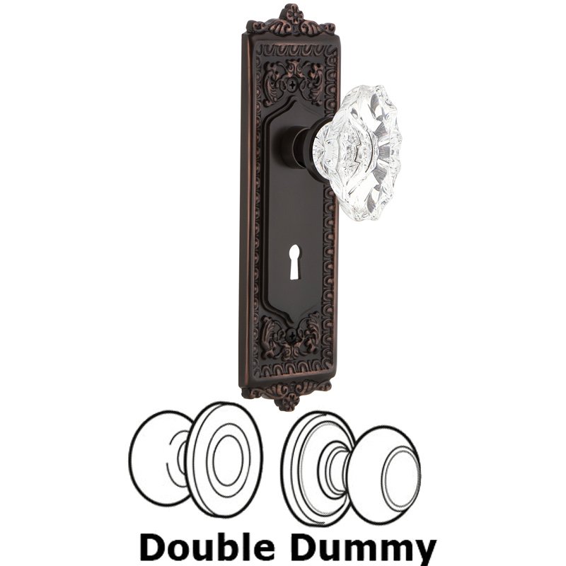 Nostalgic Warehouse Double Dummy Set with Keyhole - Egg & Dart Plate with Chateau Door Knob in Timeless Bronze