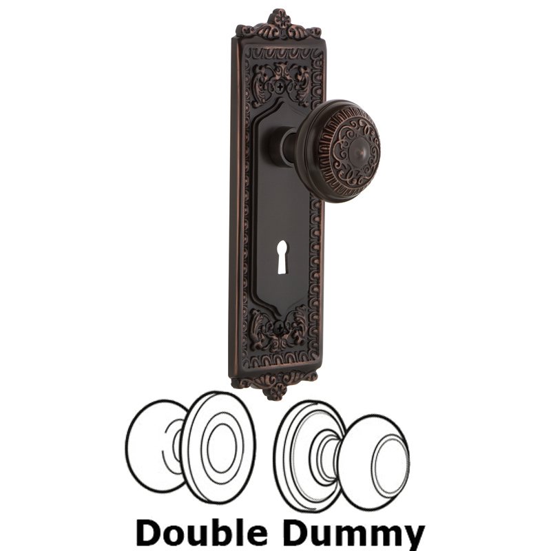 Nostalgic Warehouse Double Dummy Set with Keyhole - Egg & Dart Plate with Egg & Dart Door Knob in Timeless Bronze