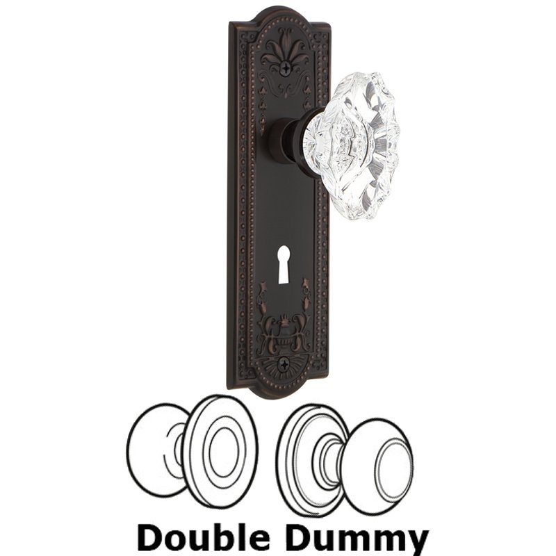 Nostalgic Warehouse Double Dummy Set with Keyhole - Meadows Plate with Chateau Door Knob in Timeless Bronze