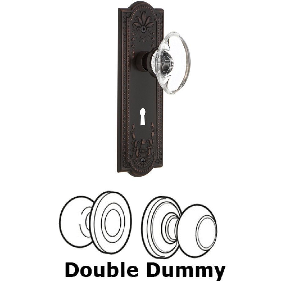 Nostalgic Warehouse Double Dummy Set with Keyhole - Meadows Plate with Oval Clear Crystal Glass Door Knob in Timeless Bronze