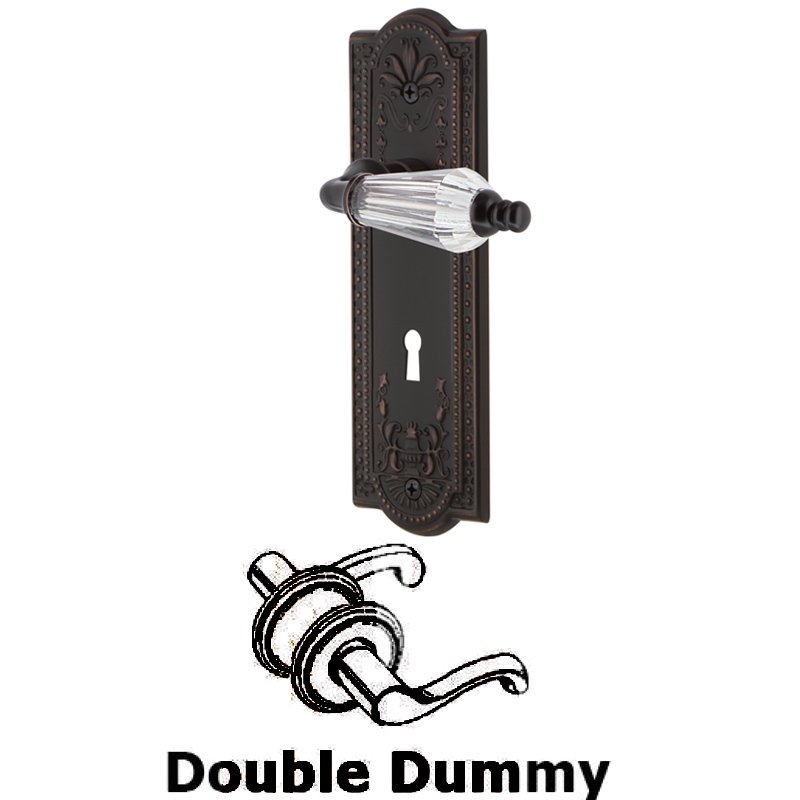 Nostalgic Warehouse Double Dummy Set with Keyhole - Meadows Plate with Parlor Lever in Timeless Bronze