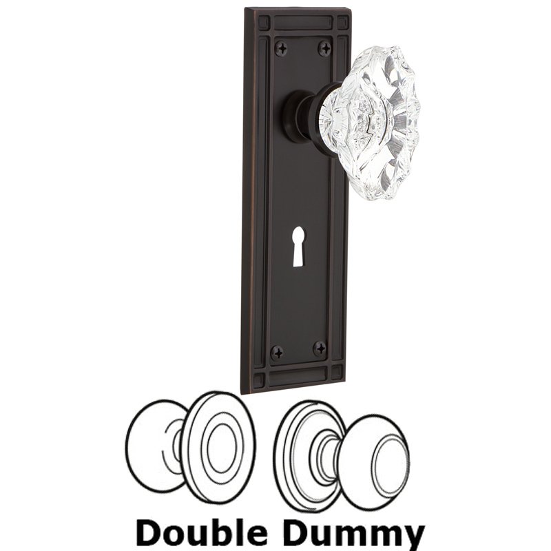 Nostalgic Warehouse Double Dummy Set with Keyhole - Mission Plate with Chateau Door Knob in Timeless Bronze