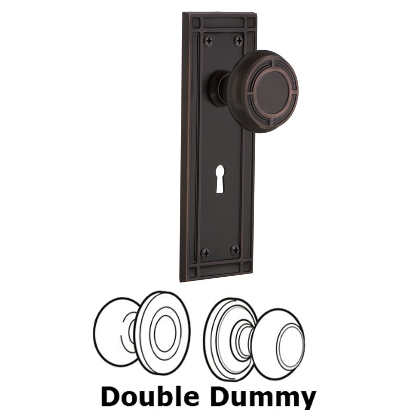 Nostalgic Warehouse Double Dummy Set with Keyhole - Mission Plate with Mission Door Knob in Timeless Bronze