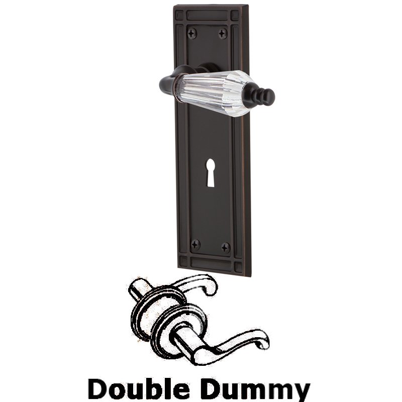 Nostalgic Warehouse Double Dummy Set with Keyhole - Mission Plate with Parlor Lever in Timeless Bronze