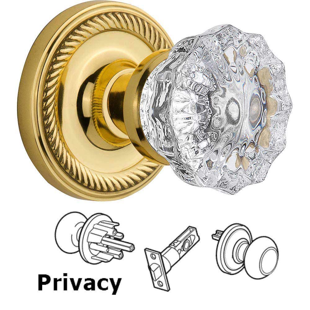 Nostalgic Warehouse Passage Knob - Rope Rose with Crystal Door Knob in Antique Brass