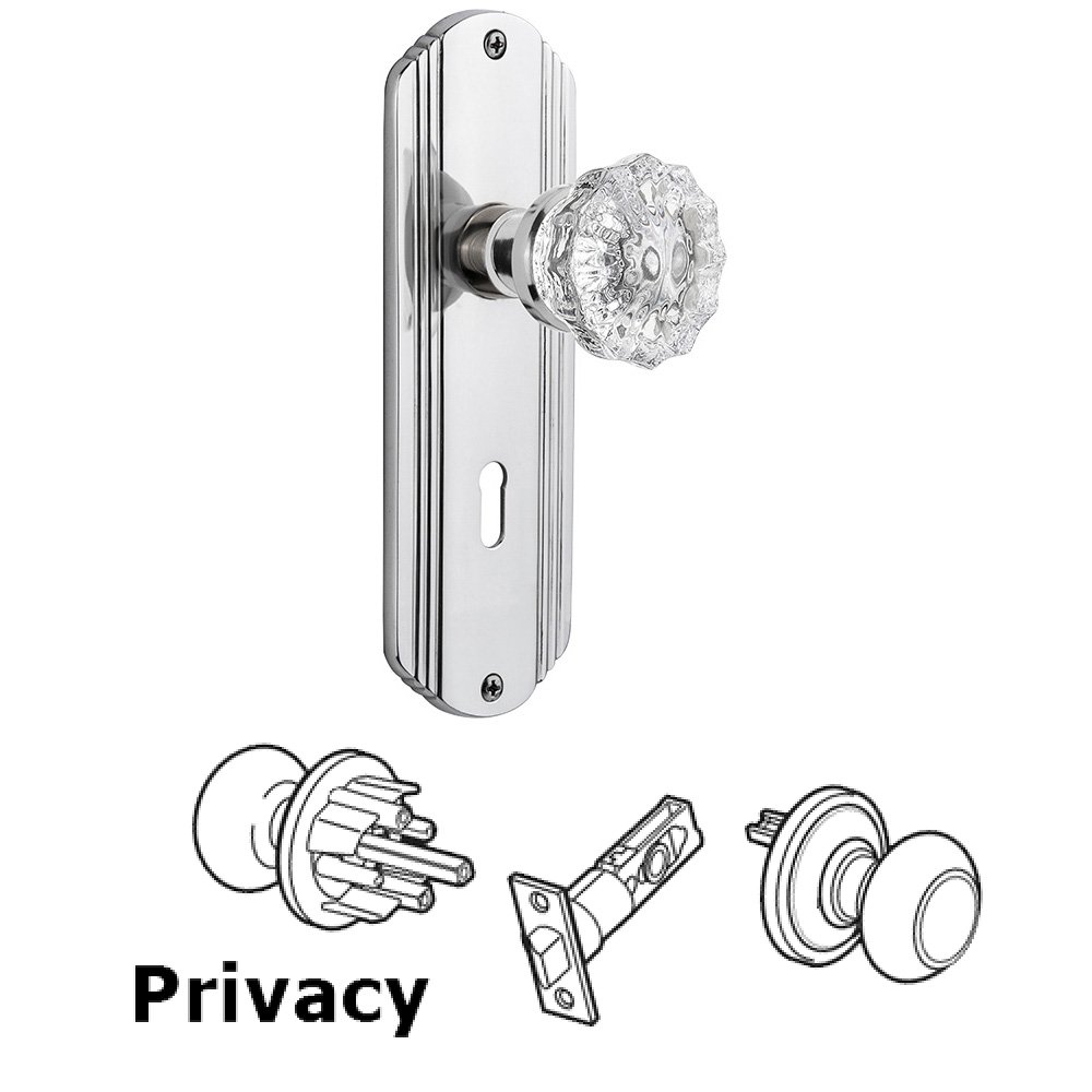 Nostalgic Warehouse Privacy Deco Plate with Keyhole and Crystal Glass Door Knob in Bright Chrome