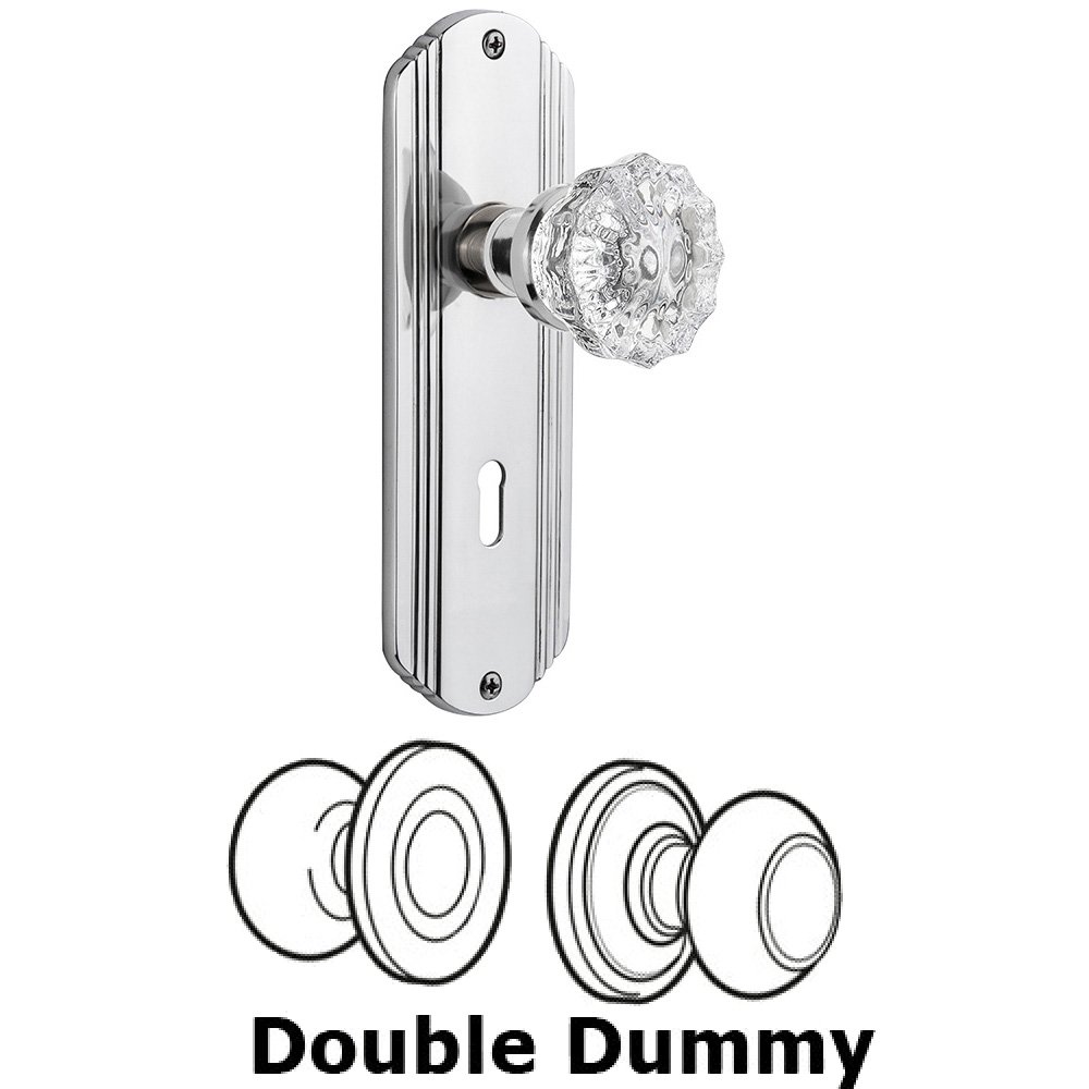 Nostalgic Warehouse Double Dummy Set With Keyhole - Deco Plate with Crystal Knob in Bright Chrome