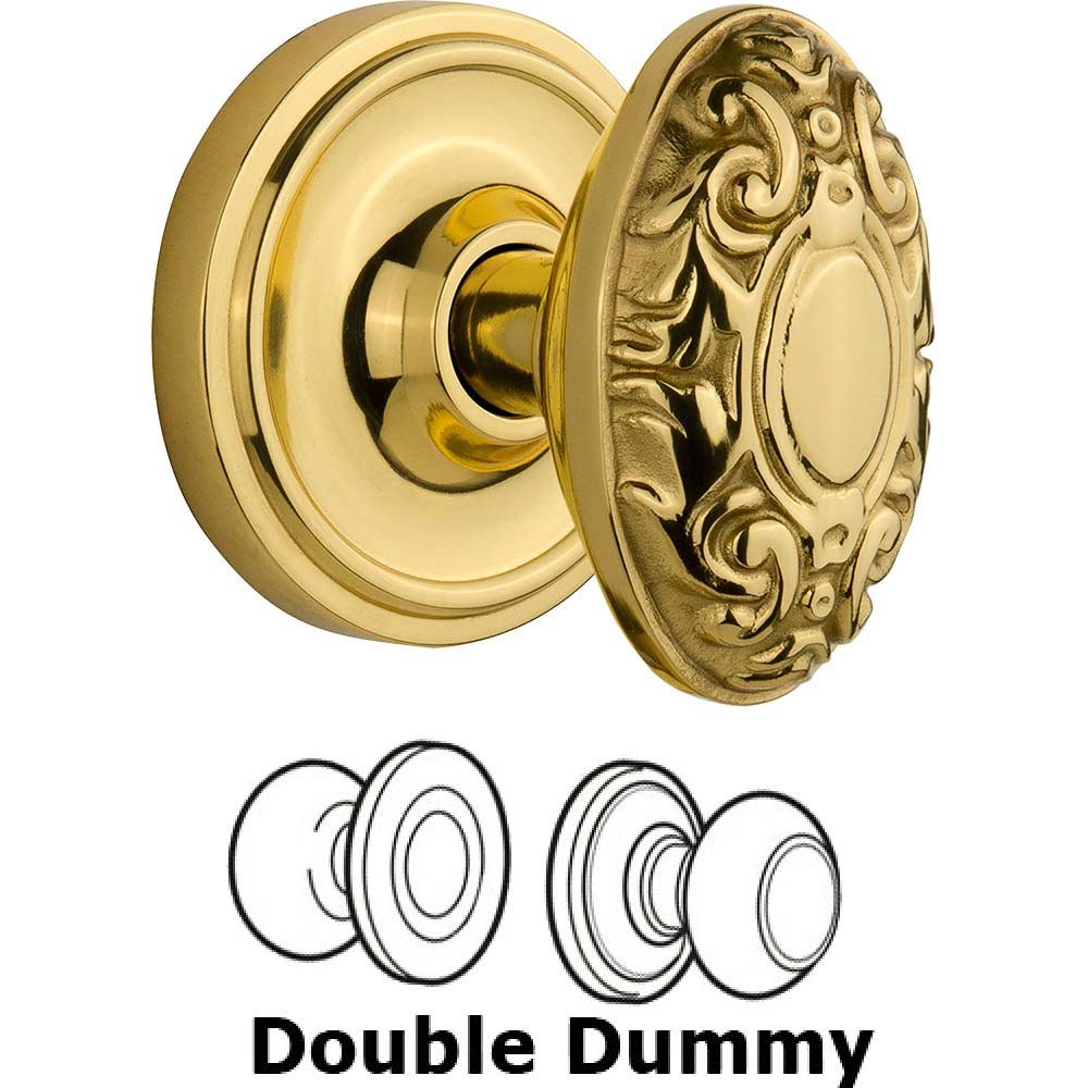 Nostalgic Warehouse Double Dummy Classic Rosette with Victorian Door Knob in Polished Brass