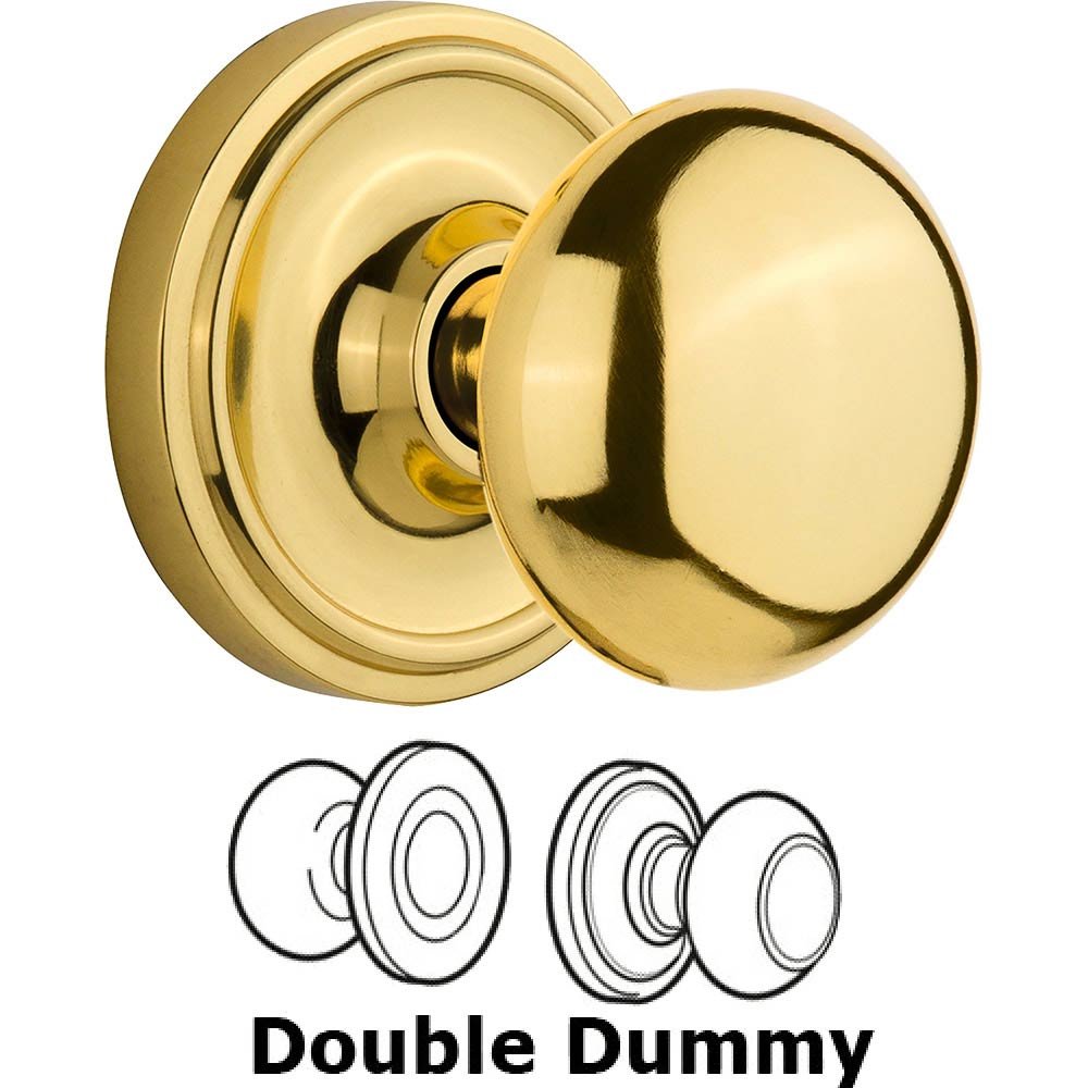 Nostalgic Warehouse Double Dummy Classic Rose with New York Door Knob in Polished Brass