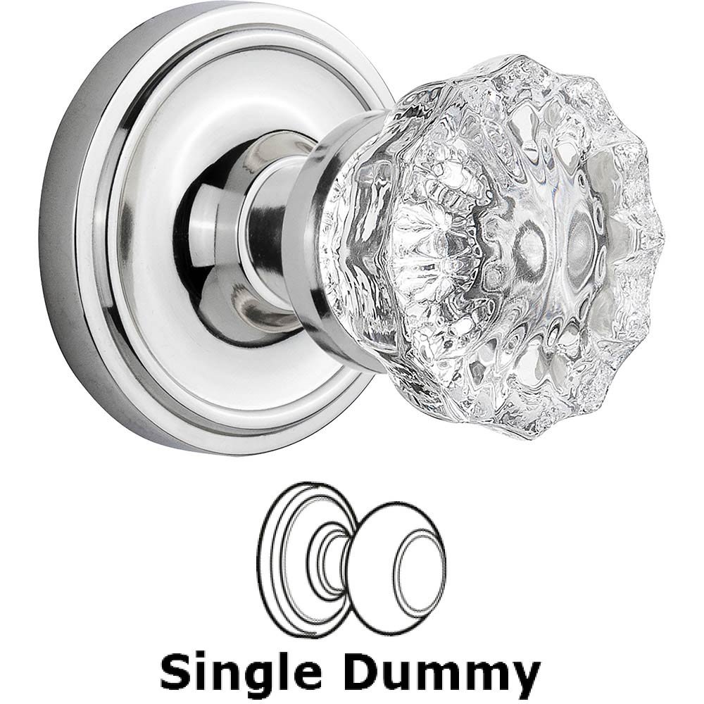 Nostalgic Warehouse Single Dummy Classic Rose with Crystal Door Knob in Bright Chrome