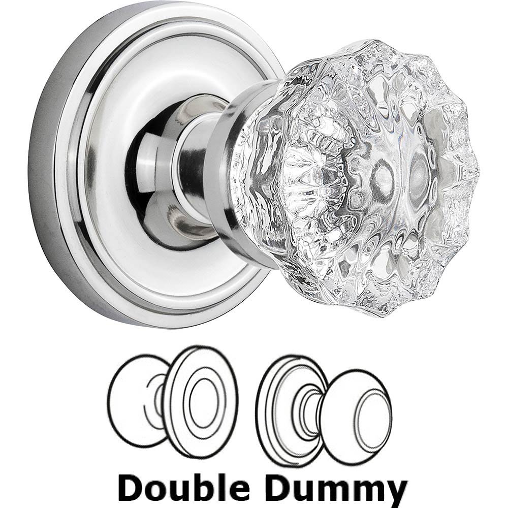 Nostalgic Warehouse Double Dummy Classic Rose with Crystal Door Knob in Bright Chrome