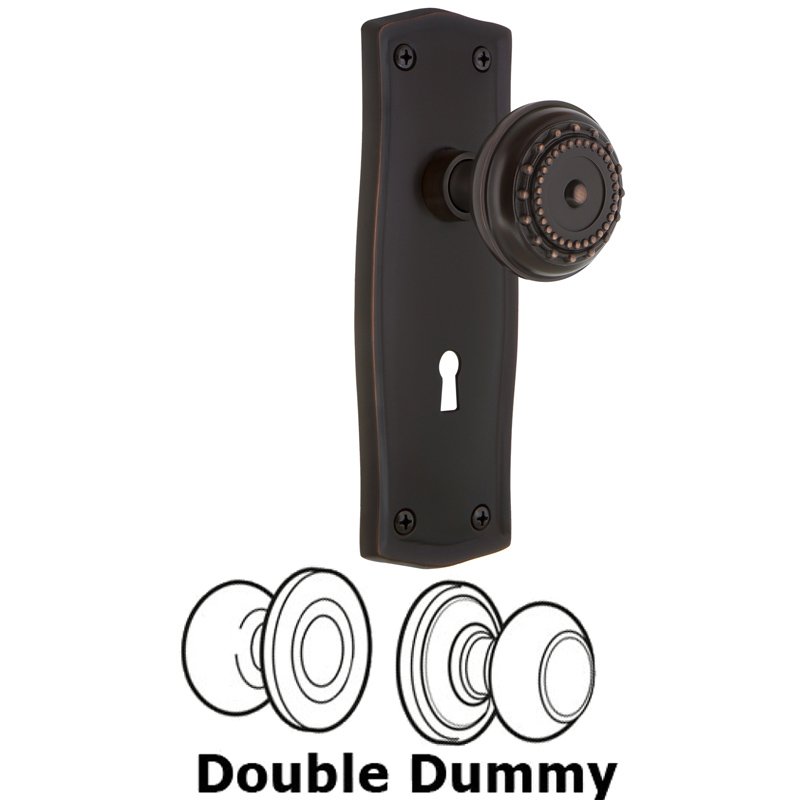 Nostalgic Warehouse Double Dummy Set with Keyhole - Prairie Plate with Meadows Door Knob in Timeless Bronze